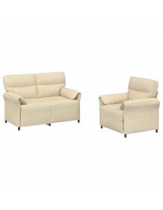 Set di divani 2 pz Crema Tessuto 2