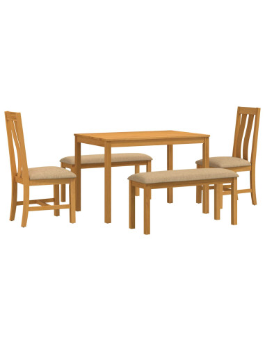 Set da pranzo 5 pz Beige Legno di Quercia Massello