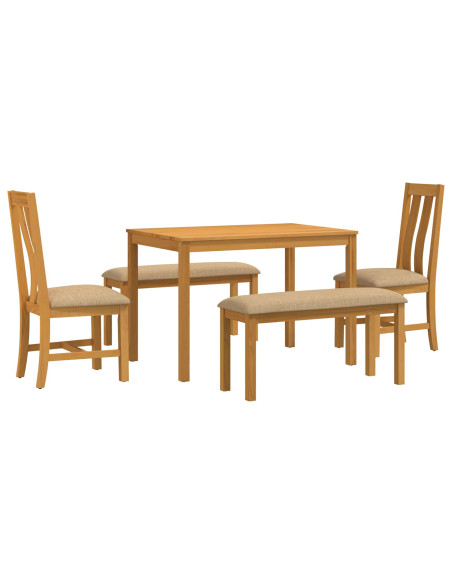 Set da pranzo 5 pz Beige Legno di Quercia Massello