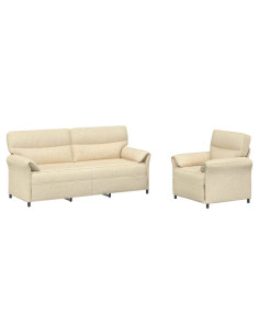 Set di divani 2 pz Crema Tessuto 2