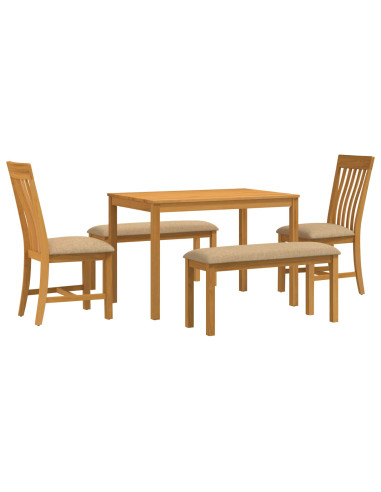 Set da pranzo 5 pz Beige Legno di Quercia Massello