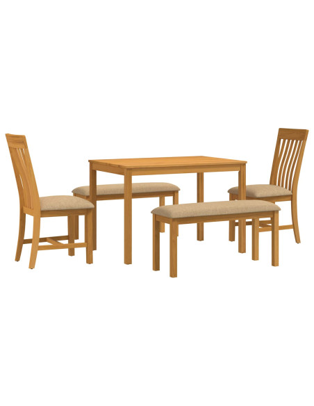Set da pranzo 5 pz Beige Legno di Quercia Massello