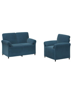Set di divani 2 pz Blu Velluto 2