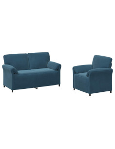 Set di divani 2 pz Blu Velluto 2
