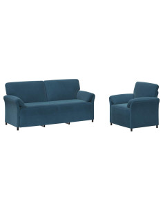 Set di divani 2 pz Blu Velluto 2