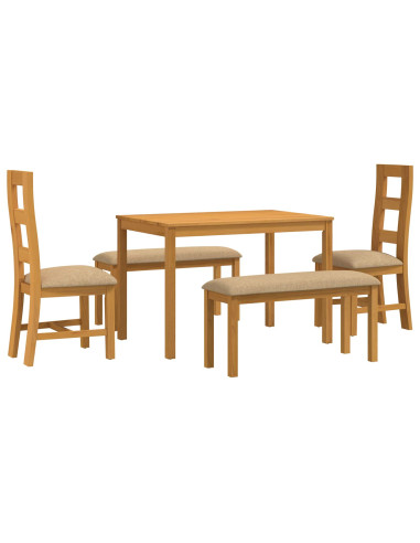 Set da pranzo 5 pz Beige Legno di Quercia Massello