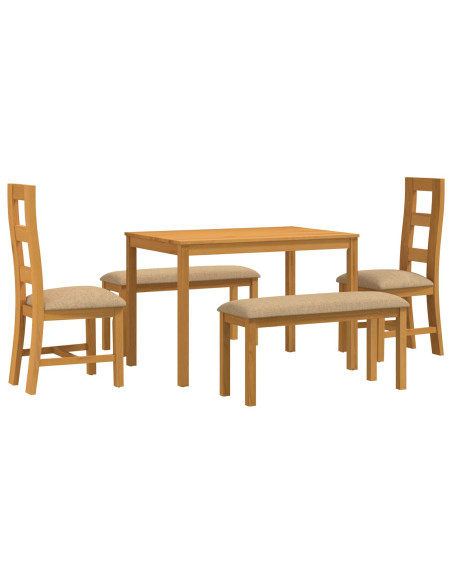 Set da pranzo 5 pz Beige Legno di Quercia Massello