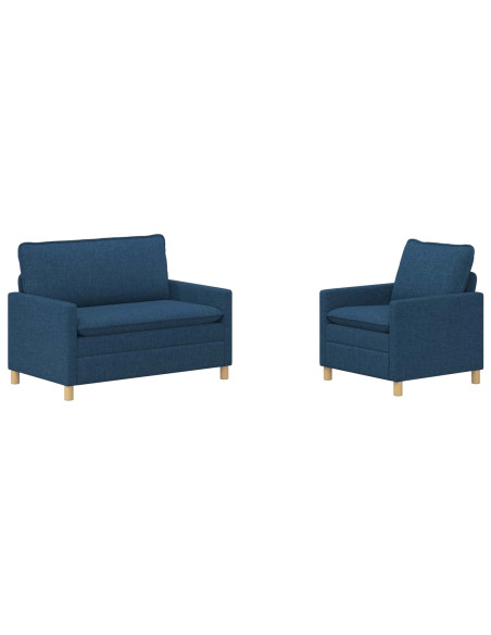 Set di divani 2 pz Blu Tessuto