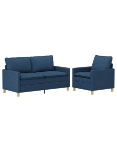 Set di divani 2 pz Blu Tessuto 2