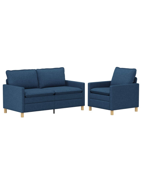 Set di divani 2 pz Blu Tessuto