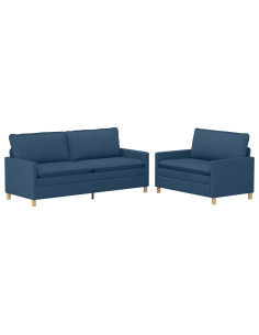 Set di divani 2 pz Blu Tessuto 2