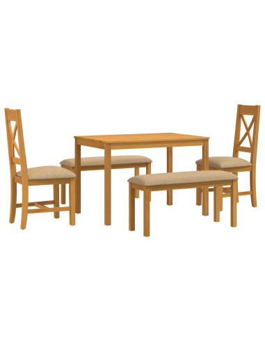 Set da pranzo 5 pz Beige Legno di Quercia Massello