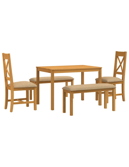 Set da pranzo 5 pz Beige Legno di Quercia Massello