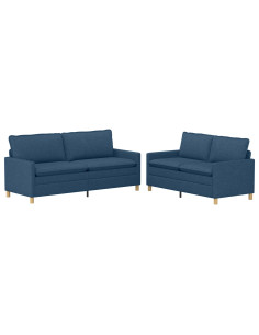 Set di divani 2 pz Blu Tessuto 2