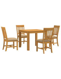 Set da pranzo 5 pz Beige Legno di Quercia Massello 2
