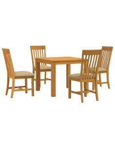 Set da pranzo 5 pz Beige Legno di Quercia Massello 2