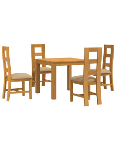 Set da pranzo 5 pz Beige Legno di Quercia Massello 2