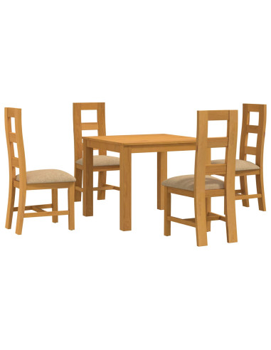 Set da pranzo 5 pz Beige Legno di Quercia Massello