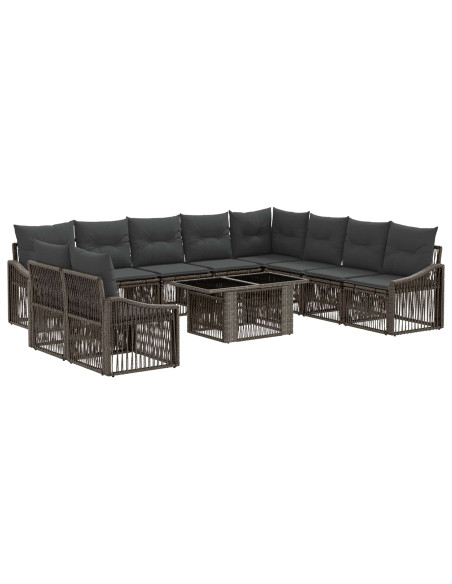 Set Divano da Giardino 11 pz Grigio e Grigio Scuro polyrattan