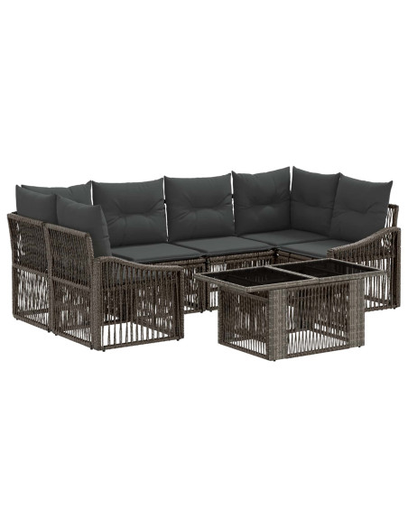 Set Divano da Giardino 7 pz Grigio e Grigio Scuro polyrattan