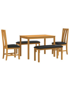 Set da pranzo 5 pz Nero Legno di Quercia Massello 2