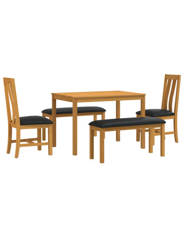 Set da pranzo 5 pz Nero Legno di Quercia Massello