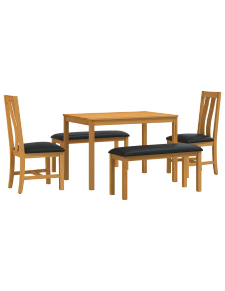 Set da pranzo 5 pz Nero Legno di Quercia Massello