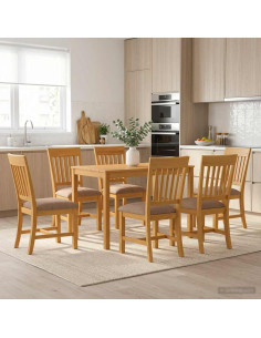 Set da pranzo 7 pz Grigio Legno di Quercia Massello
