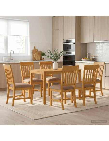 Set da pranzo 7 pz Grigio Legno di Quercia Massello