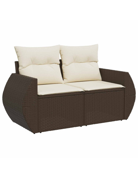 Set di divani 8 pz Marrone e Bianco Crema