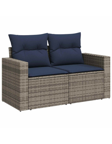 Set di divani 6 pz Grigio e Blu Navy Rattan sintetico e Acciaio
