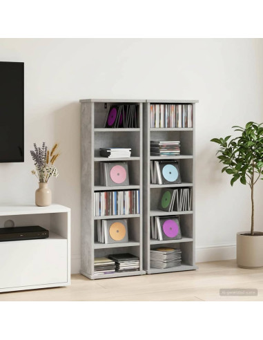 Mobile per CD 2 pz Grigio Cemento 60 x 17 x 92 cm