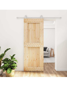 Porta scorrevole Naturale e Bianco 80 x 210 cm