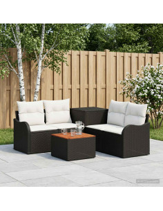 Set di divani 6 pz Nero e Bianco Crema