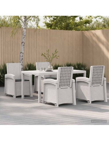 Set da Pranzo per Giardino 5 pz Bianco e Antracite PP