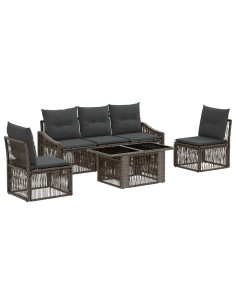 Set Divano da Giardino 6 pz Grigio e Grigio Scuro polyrattan 2
