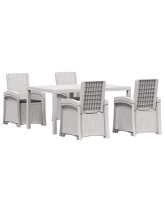 Set da Pranzo per Giardino 5 pz Bianco e Antracite PP 2