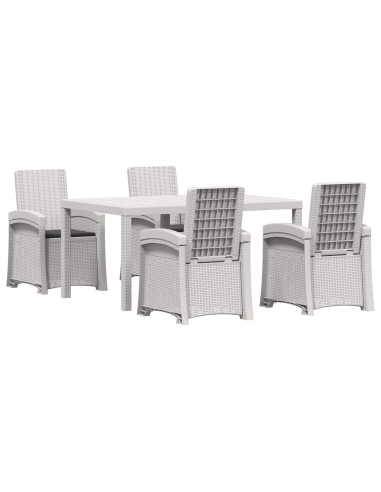 Set da Pranzo per Giardino 5 pz Bianco e Antracite PP