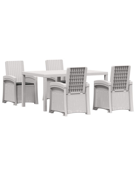 Set da Pranzo per Giardino 5 pz Bianco e Antracite PP