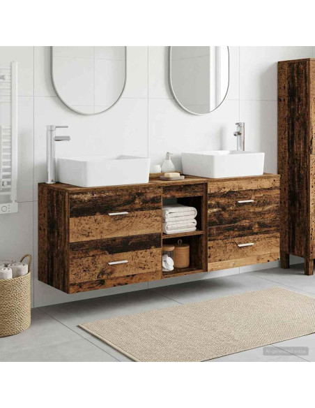 Set di Armadi da Bagno 3 pz Legno antico 53 x 34,5 x 63 cm
