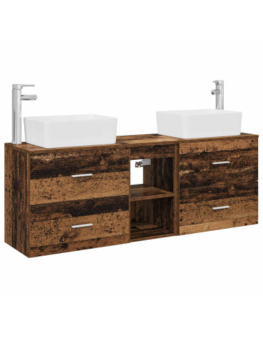 Set di Armadi da Bagno 3 pz Legno antico 53 x 34,5 x 63 cm