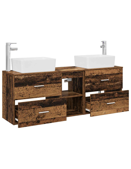 Set di Armadi da Bagno 3 pz Legno antico 53 x 34,5 x 63 cm