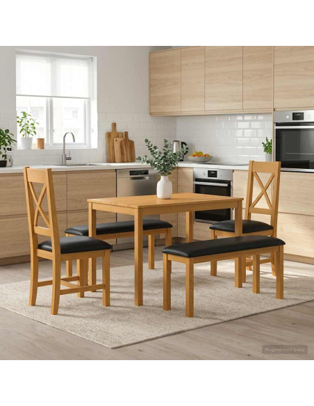 Set da pranzo 5 pz Nero Legno di Quercia Massello