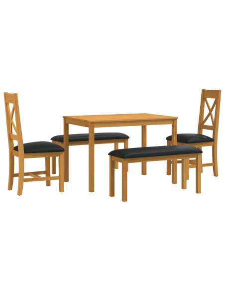 Set da pranzo 5 pz Nero Legno di Quercia Massello