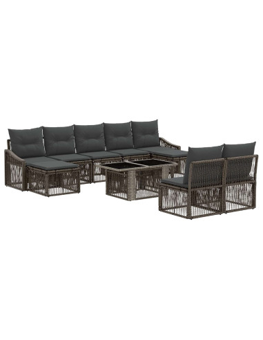 Set Divano da Giardino 10 pz Grigio e Grigio Scuro polyrattan