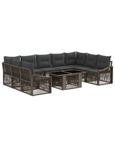 Set Divano da Giardino 10 pz Grigio e Grigio Scuro polyrattan 2