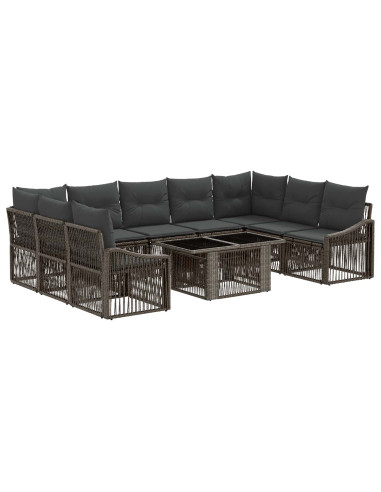 Set Divano da Giardino 10 pz Grigio e Grigio Scuro polyrattan
