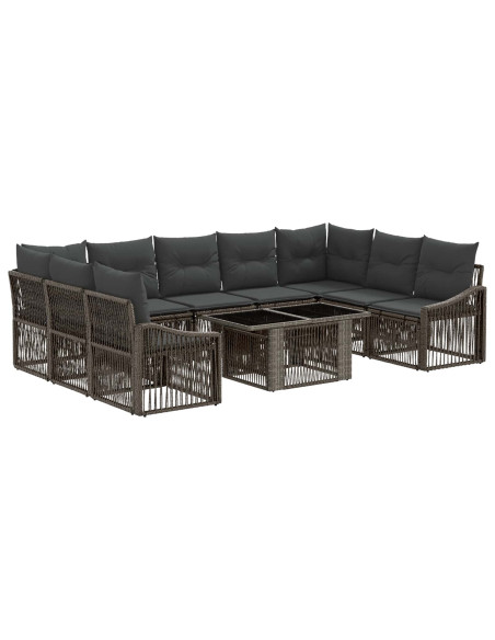 Set Divano da Giardino 10 pz Grigio e Grigio Scuro polyrattan