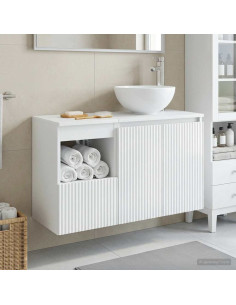 Set di mobili per il bagno 2 pz Bianco Lucido