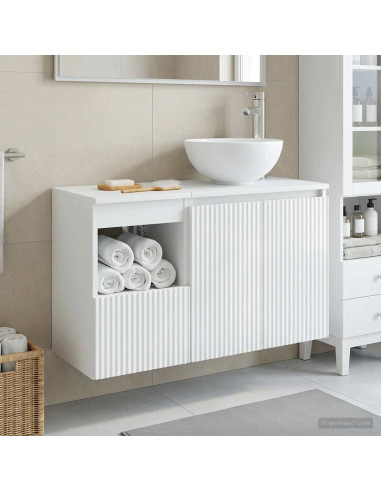 Set di mobili per il bagno 2 pz Bianco Lucido